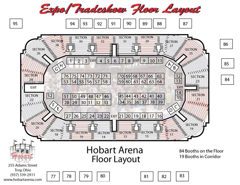 Expo / Tradeshow Floor Layout for Hobart Arena in Troy, Ohio